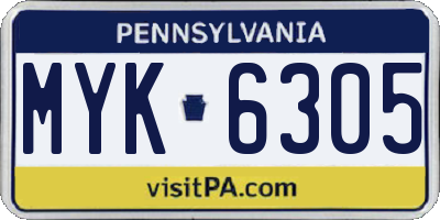 PA license plate MYK6305