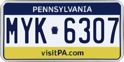 PA license plate MYK6307