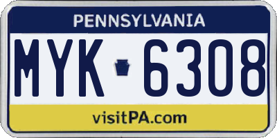 PA license plate MYK6308