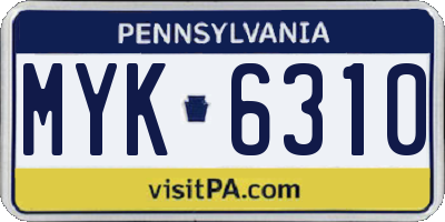 PA license plate MYK6310