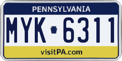 PA license plate MYK6311