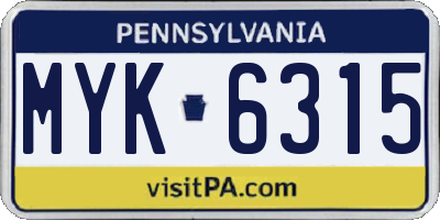 PA license plate MYK6315