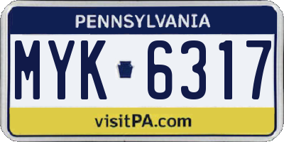 PA license plate MYK6317