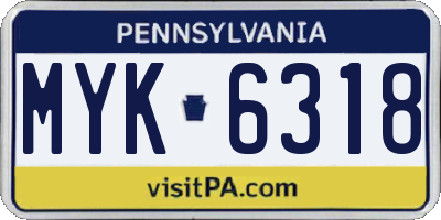 PA license plate MYK6318