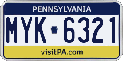PA license plate MYK6321