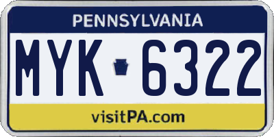 PA license plate MYK6322
