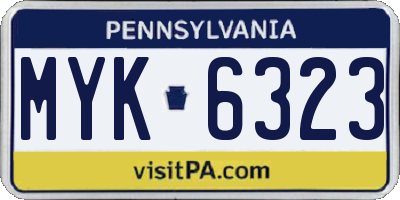 PA license plate MYK6323