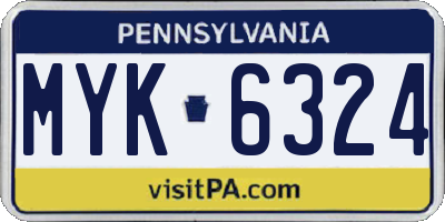 PA license plate MYK6324