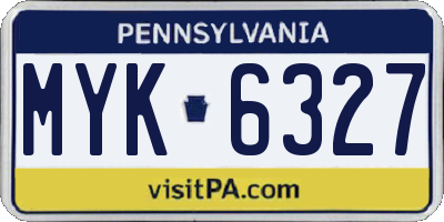 PA license plate MYK6327