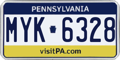 PA license plate MYK6328