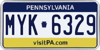 PA license plate MYK6329