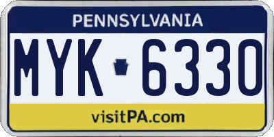 PA license plate MYK6330