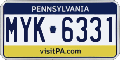 PA license plate MYK6331