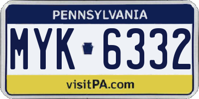 PA license plate MYK6332
