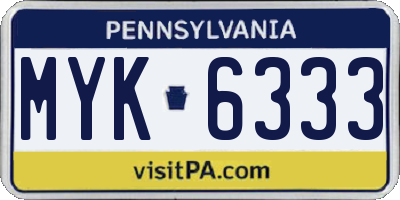 PA license plate MYK6333