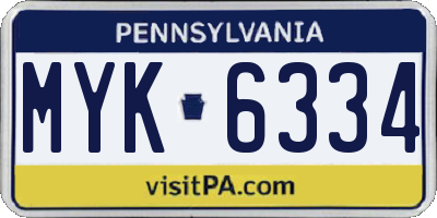 PA license plate MYK6334