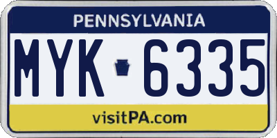 PA license plate MYK6335