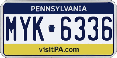 PA license plate MYK6336