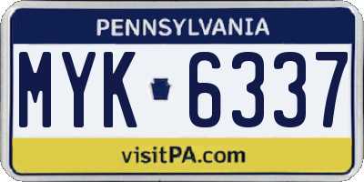 PA license plate MYK6337