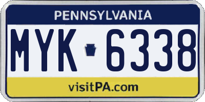 PA license plate MYK6338