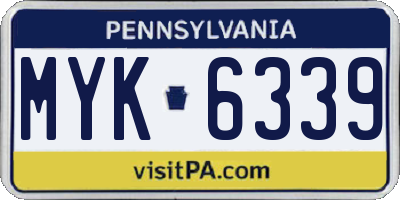 PA license plate MYK6339