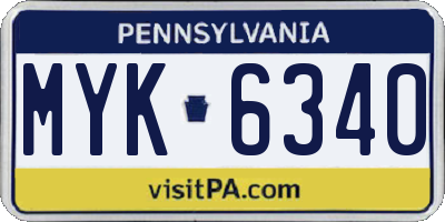 PA license plate MYK6340