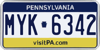 PA license plate MYK6342