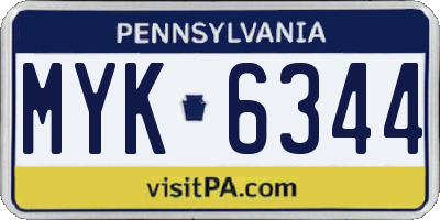 PA license plate MYK6344