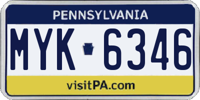 PA license plate MYK6346