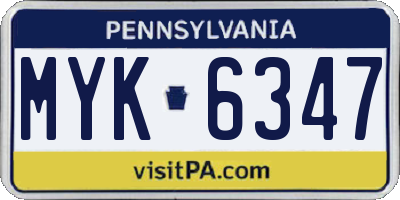 PA license plate MYK6347
