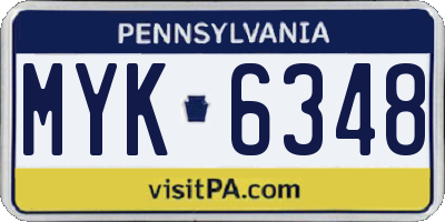 PA license plate MYK6348