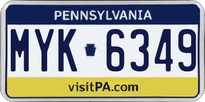 PA license plate MYK6349