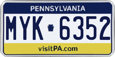 PA license plate MYK6352