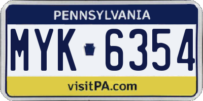 PA license plate MYK6354