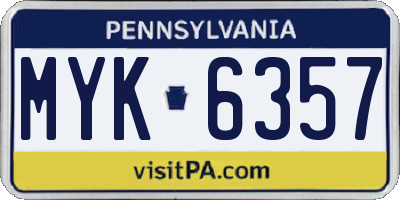 PA license plate MYK6357