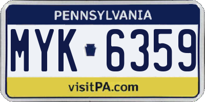 PA license plate MYK6359
