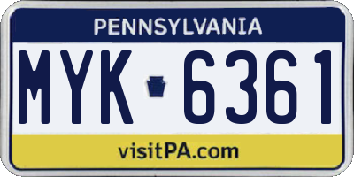 PA license plate MYK6361