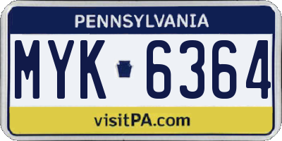 PA license plate MYK6364