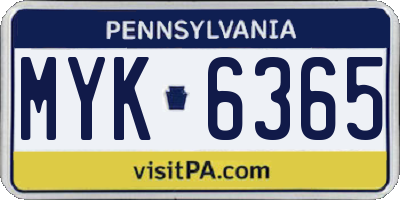 PA license plate MYK6365