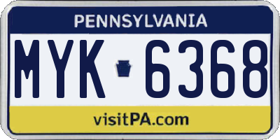 PA license plate MYK6368