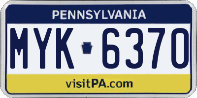 PA license plate MYK6370