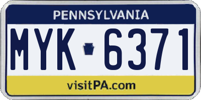PA license plate MYK6371