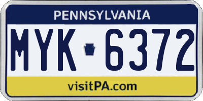 PA license plate MYK6372