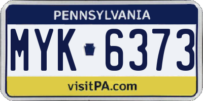 PA license plate MYK6373