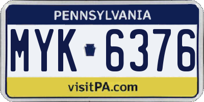 PA license plate MYK6376