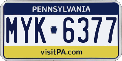 PA license plate MYK6377