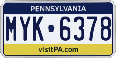 PA license plate MYK6378