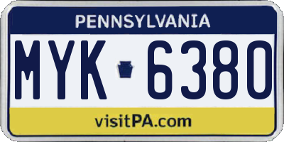PA license plate MYK6380