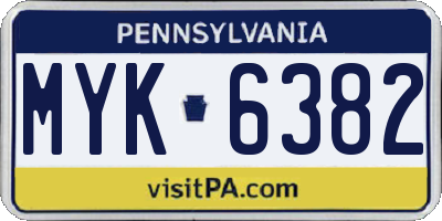 PA license plate MYK6382