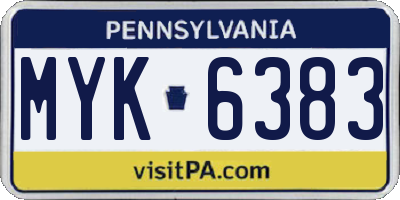 PA license plate MYK6383